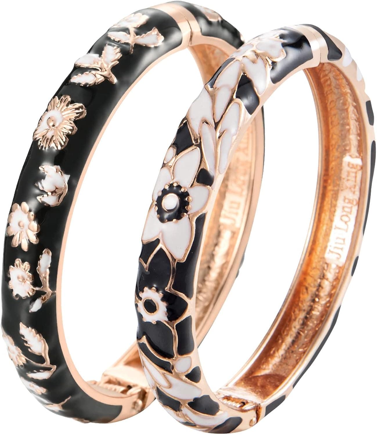 UJOY Bangles Bracelets Gorgeous Enameled Flower Cloisonne Gold Plated Indian Jewelry Sets Box for Womens Gift