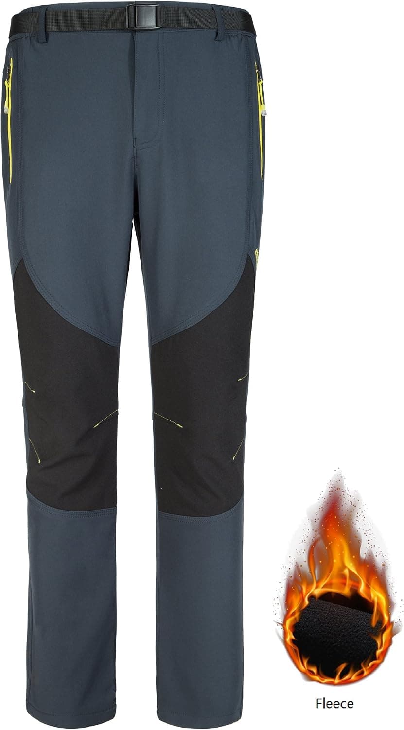 Womens Fleece Lined Hiking Pants Waterproof Windproof Snow Ski Pants Thermal Softshell Outdoor Pants