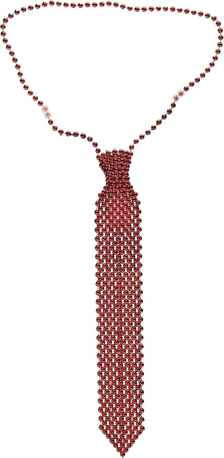 Amscan Novelty Neckties Colorful Beaded Tie Necklace, Red, 24" Party Favors