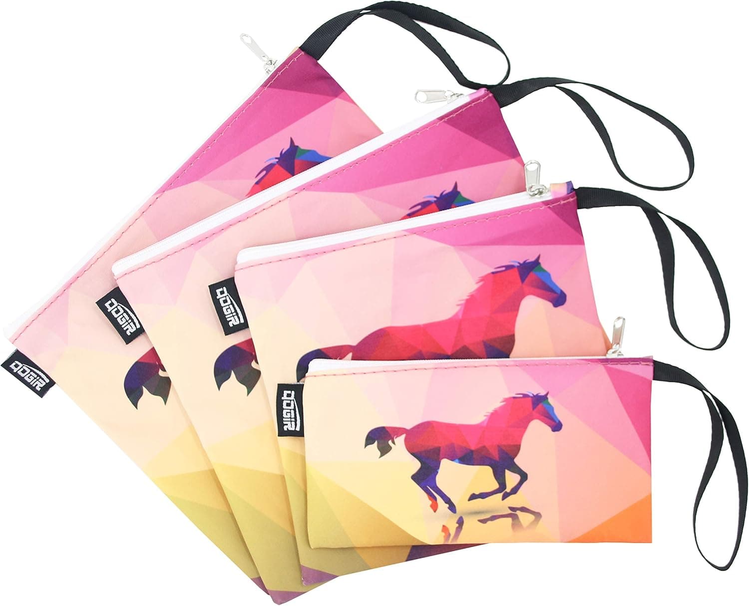 QOGiR Reusable Snack Bags Sandwich Lunch Bags with Handle(4 Pack) - Dishwasher Safe, BPA-free, Lead-free, Pvc-free (Horse)
