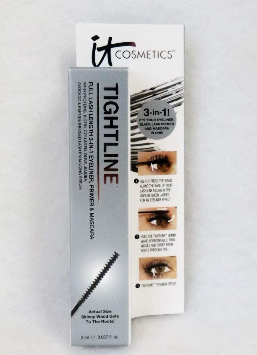 It Cosmetics Tightline Full Lash Length 3-in-1 Eyeliner, Mascara, and Primer Black 0.067oz/2ml Travel Size