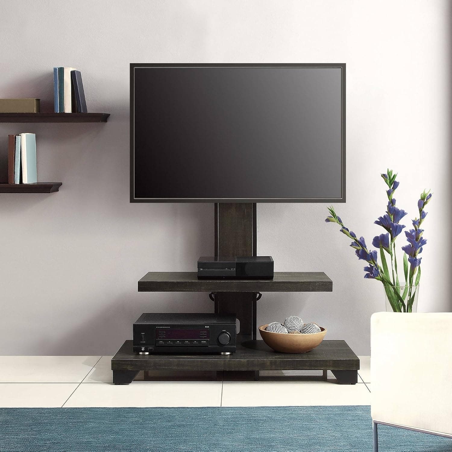 Whalen 2-Shelf Television Floater Mount for TVs up to 55" Weathered Dark Pine Finish