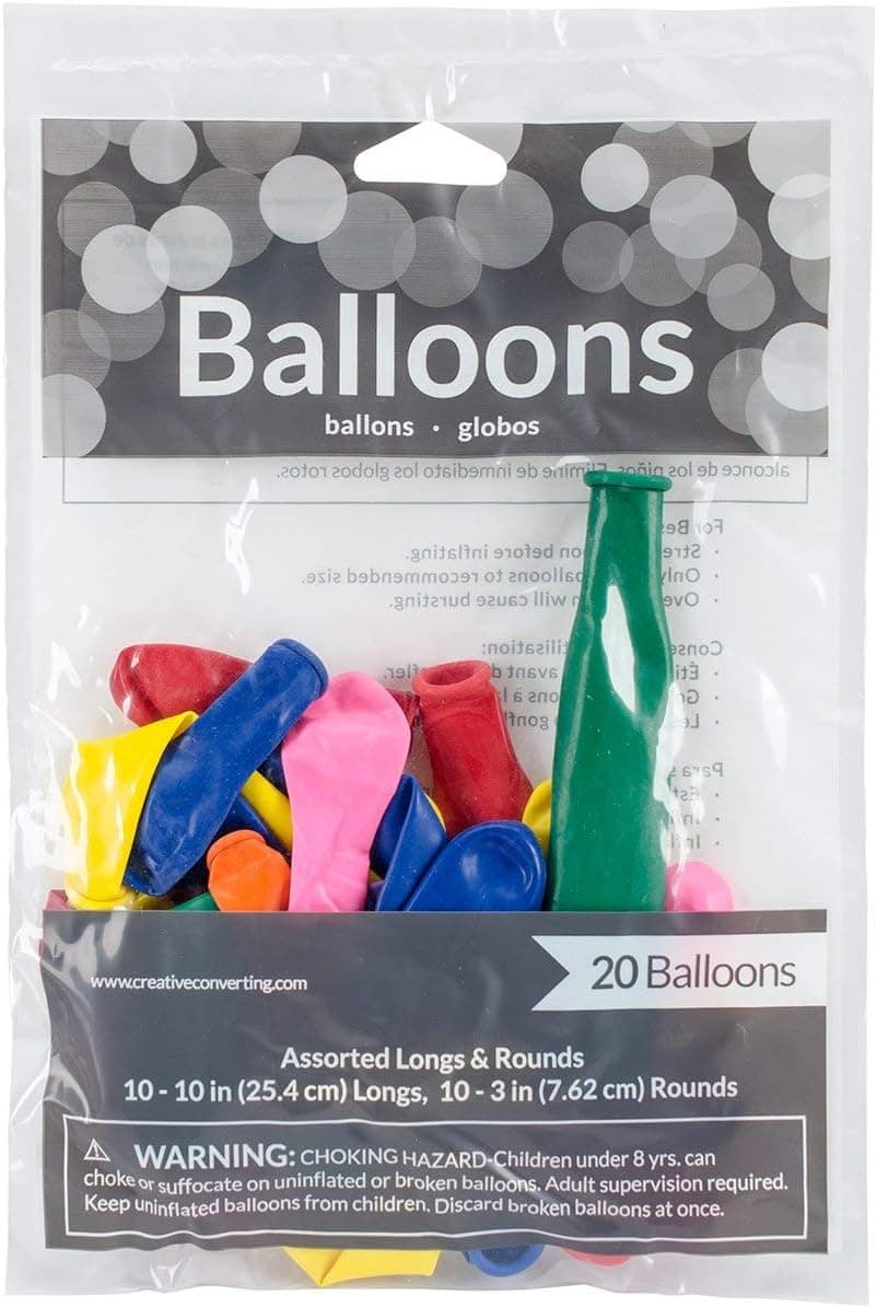 Creative Converting AST Longs & Rounds Balloon, 20.5.7 x 0.7 x 7.2, Multicolored, Pieces