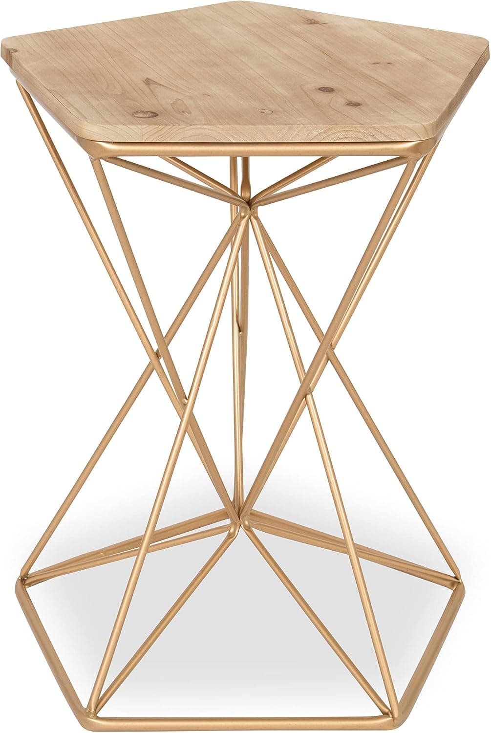 Kate and Laurel Ulane Wood and Metal End Table, 18x18x23.5, Natural/Gold