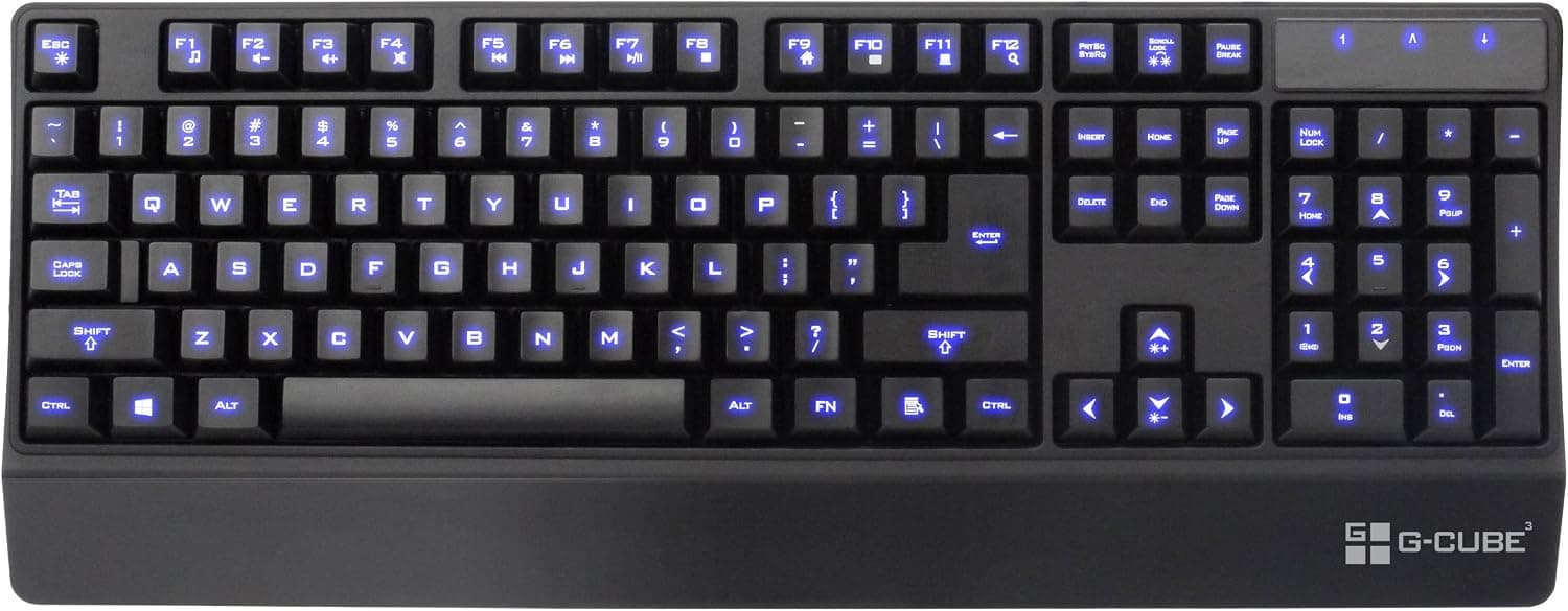 G-CUBE Illuminate Backlit Gaming Keyboard (Blue and White LED)