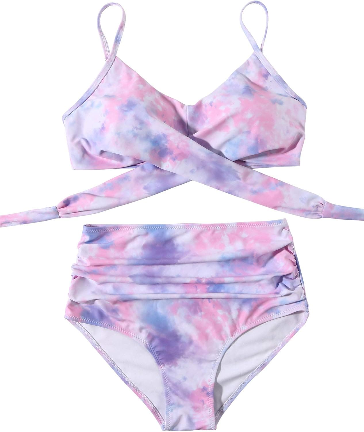 OMKAGI Women's High Waisted Bandage Bikini Set Wrap Two Piece Push Up Swimsuits