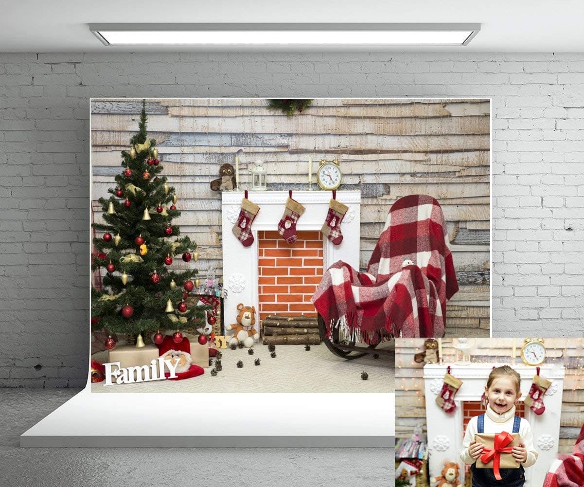 Kate 7x5ft Christmas Photography Backdrop Grey Wood Background Photo Booth Props Family Child Baby Christmas Backdrop for Parties