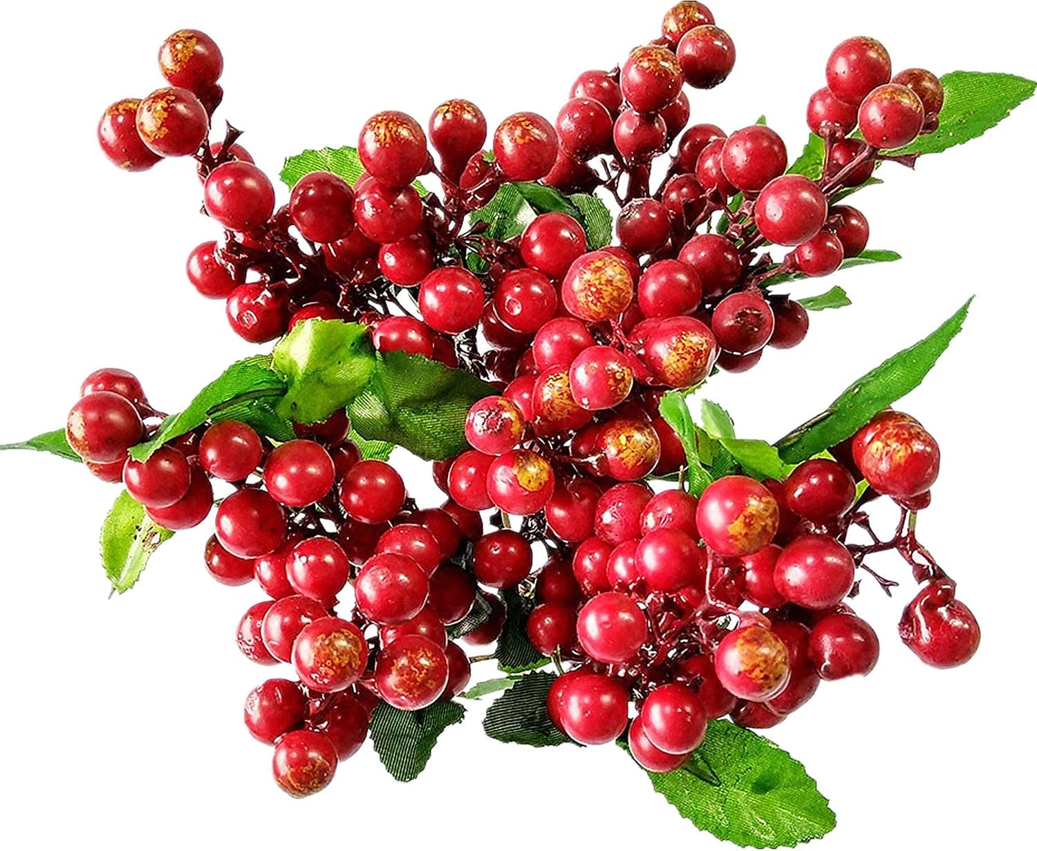 Wootkey 10 Pcs Plastic Artificial Flowers California Berries Rich Red Artificial Berry Stems Holly Christmas Berries for Festival Holiday and Home Decor