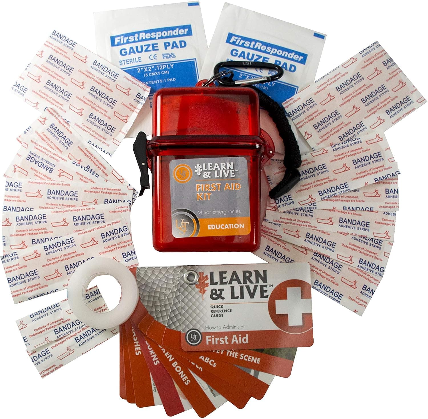 UST Learn & Live Outdoor Educational Kits with Waterproof Cards, Tools and Watertight Case for Hiking, Camping, Backpacking, Hunting and Outdoor Survival