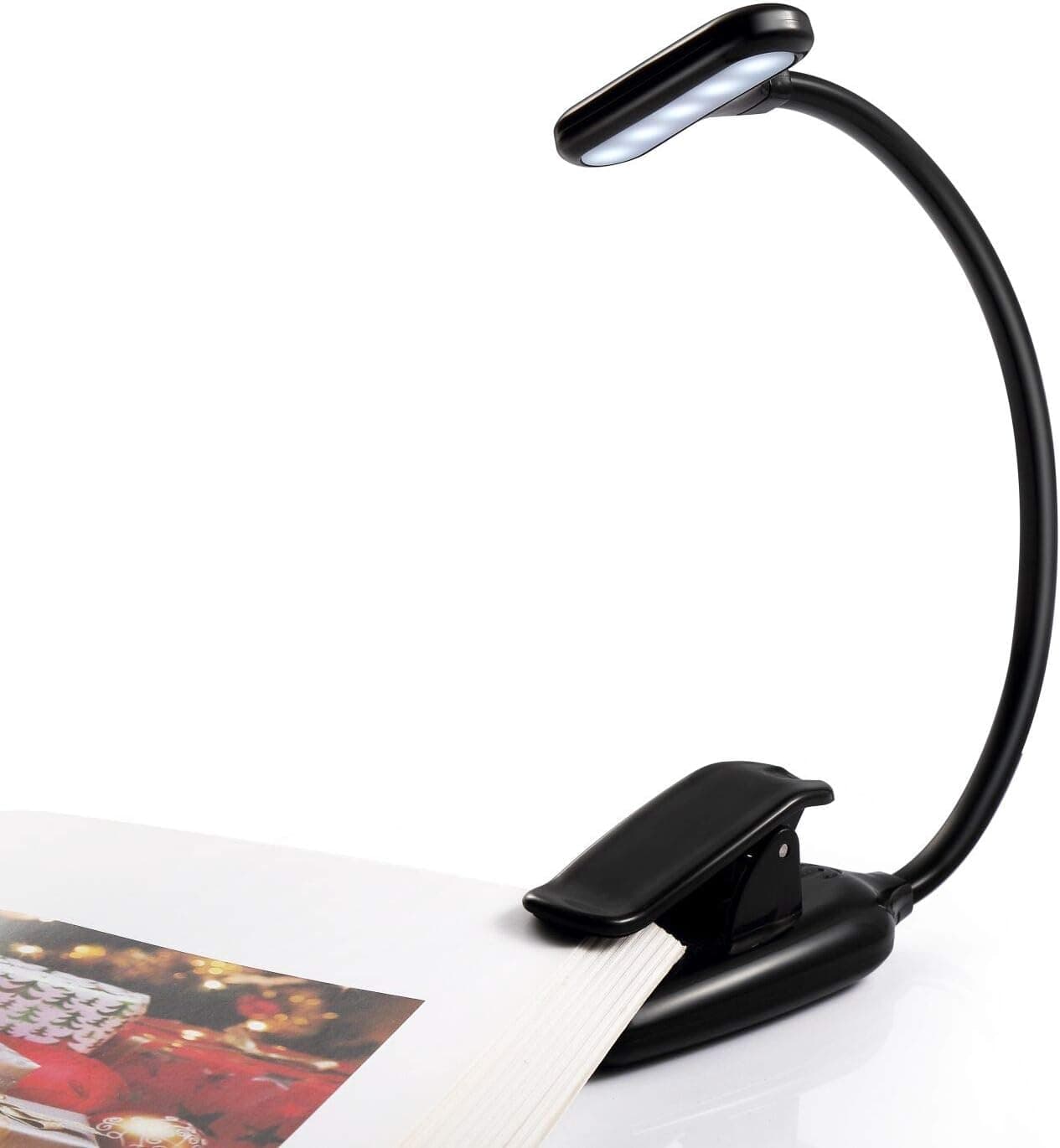 Clip on lamp, Eye Protection Led Book Light, USB Rechargeable Reading Light, Flexible Desk Reading Lamp, 3 Lighting Modes, 9 LEDs, Perfect for Bookworms, Kids-Black