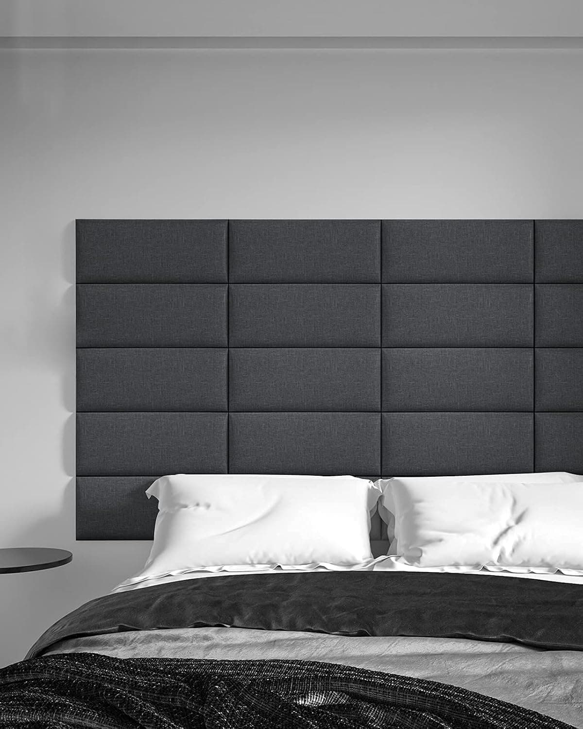Art3d Modern Horizontal Tufed Upholstered Headboard for Full/Queen in Gray, Pack of 4 Panels 31.5" x 11.8"
