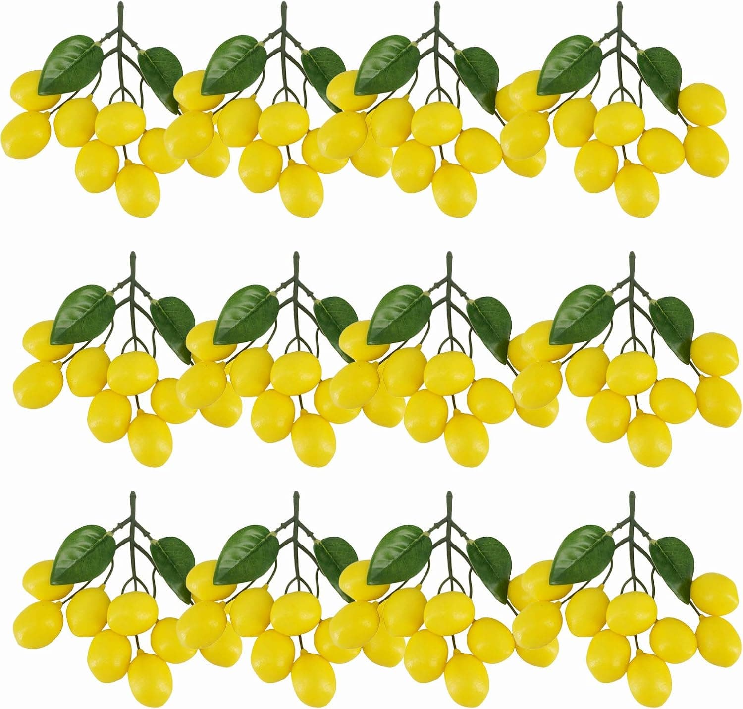 LYENSKIL 12pcs Artificial 9 Lemon Bunch Simulation Fake Fuit String Model Photography Props for Home House Kitchen Wedding Party Decoration