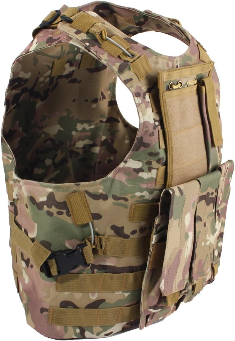 CAMTOA Tactical Vest Combat Molle Assault Military Army Airsoft Tactical SWAT Vest for Police Holster CP Camo 2