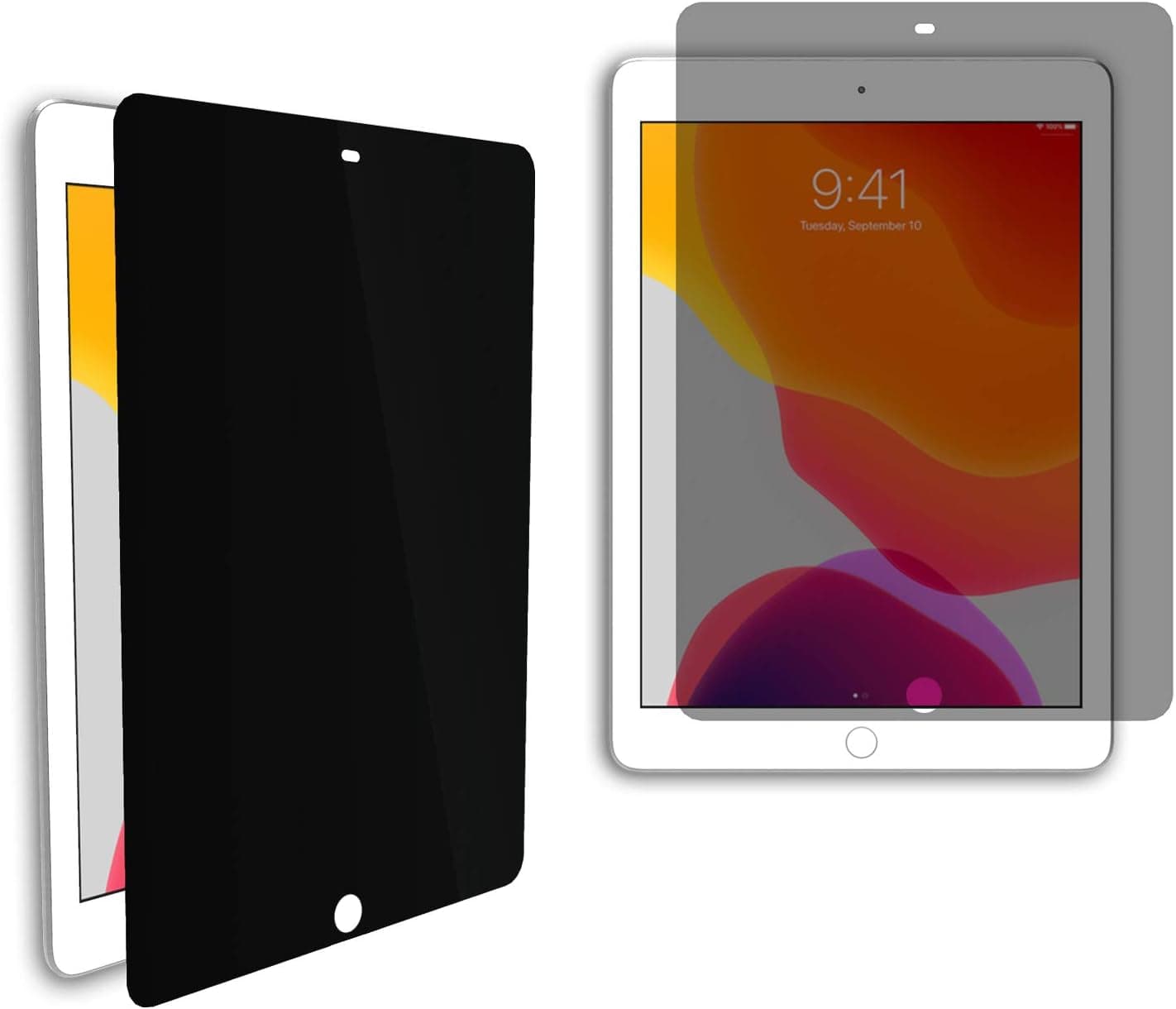 amphi Glass Privacy Screen Protector for iPad (7th Generation (10.2", 2019)); Portrait Privacy, Removable Tempered Glass, Anti-Spy, Compatible with Apple Pencil and Touch ID