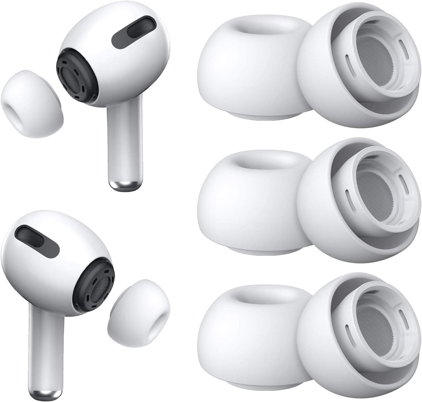 [3 Pairs] Replacement Ear Tips for Airpods Pro and Airpods Pro 2nd Generation with Noise Reduction Hole, Silicone Ear Tips for Airpods Pro with Portable Storage Box and Fit in The Charging Case(Large)