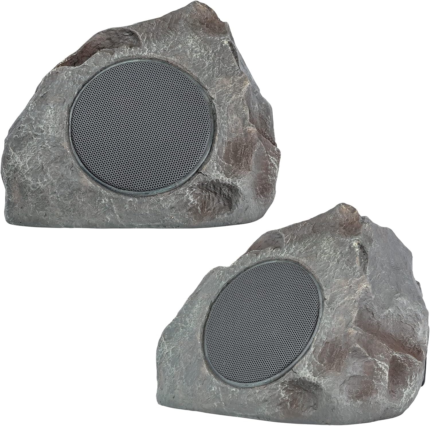 Homewell Outdoor Rock Speaker Solar-Powered Wireless Bluetooth 5.0 Portable Speaker Weatherproof for Patio, Pool, Deck, Yard, Garden and Home (Dark Grey, 2-Pack)