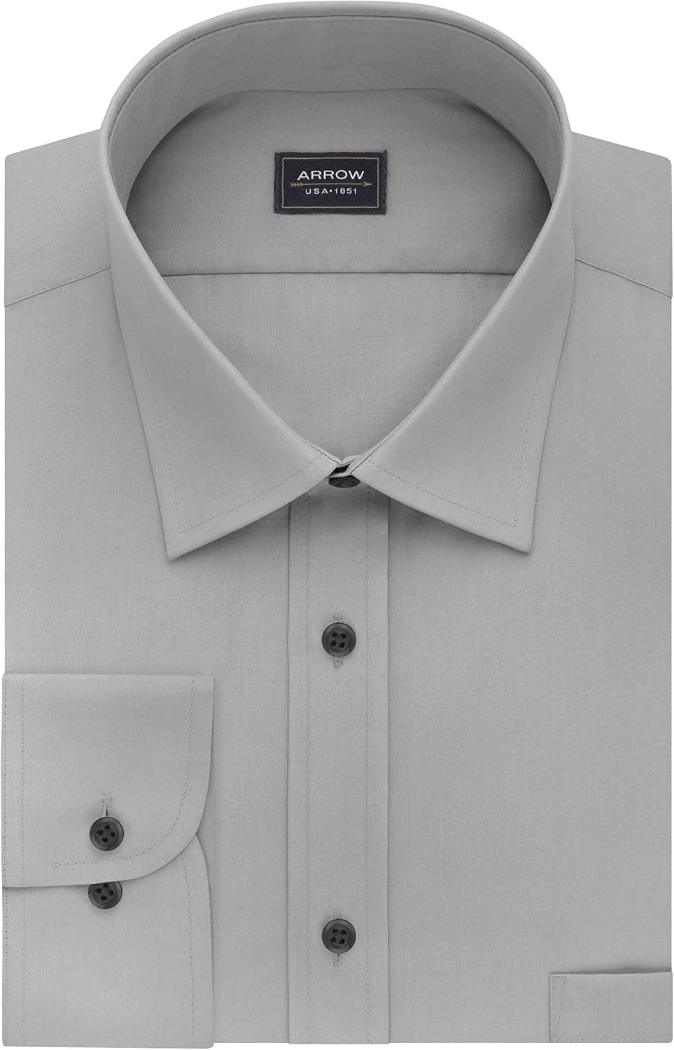 Arrow 1851 Men's Dress Shirts Regular Fit Solid Poplin