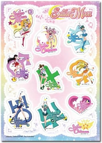 Sailor Moon: Sailor Sensei & Logo Group Sticker Sheet Toy, Multicolor, 3"