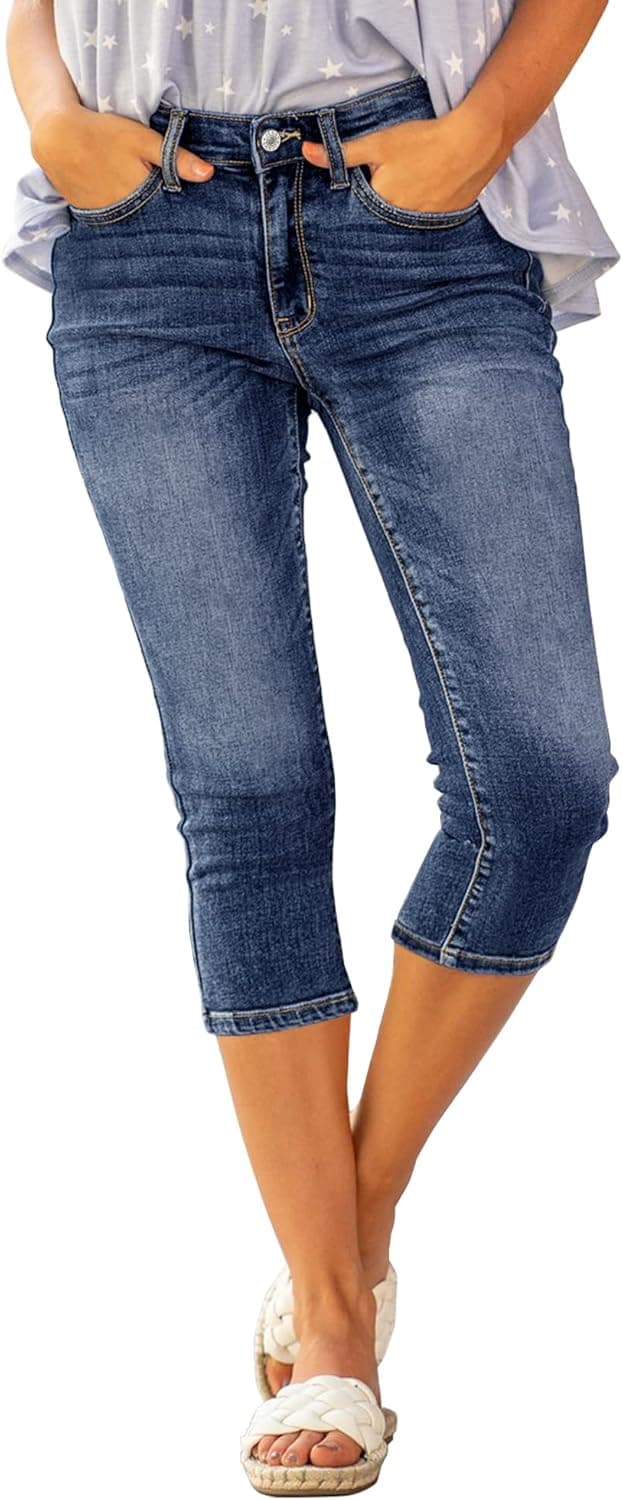 luvamia Womens Capri Jeans for Women High Waisted Skinny Ripped Jean Denim Pants