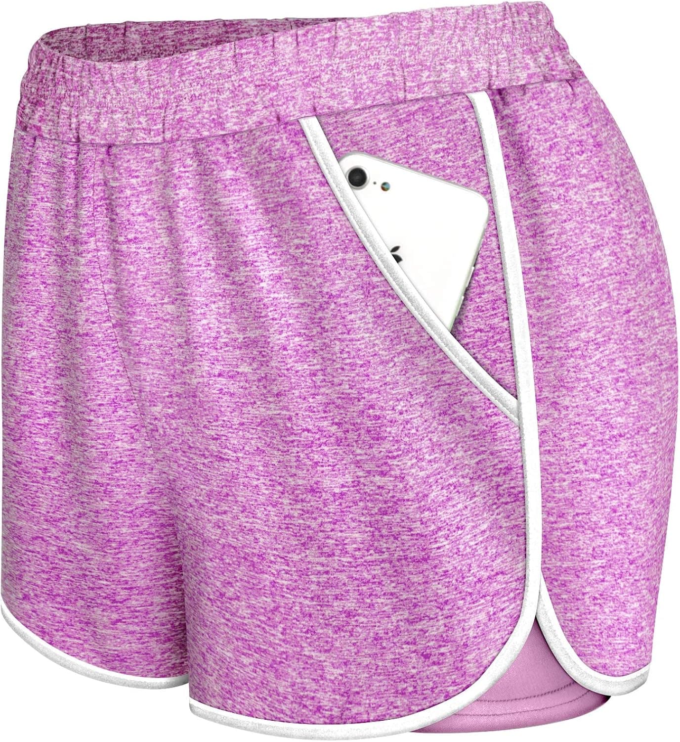 Zamowoty Womens Sport Shorts Double Layers Yoga Workout Activewear with Pockets