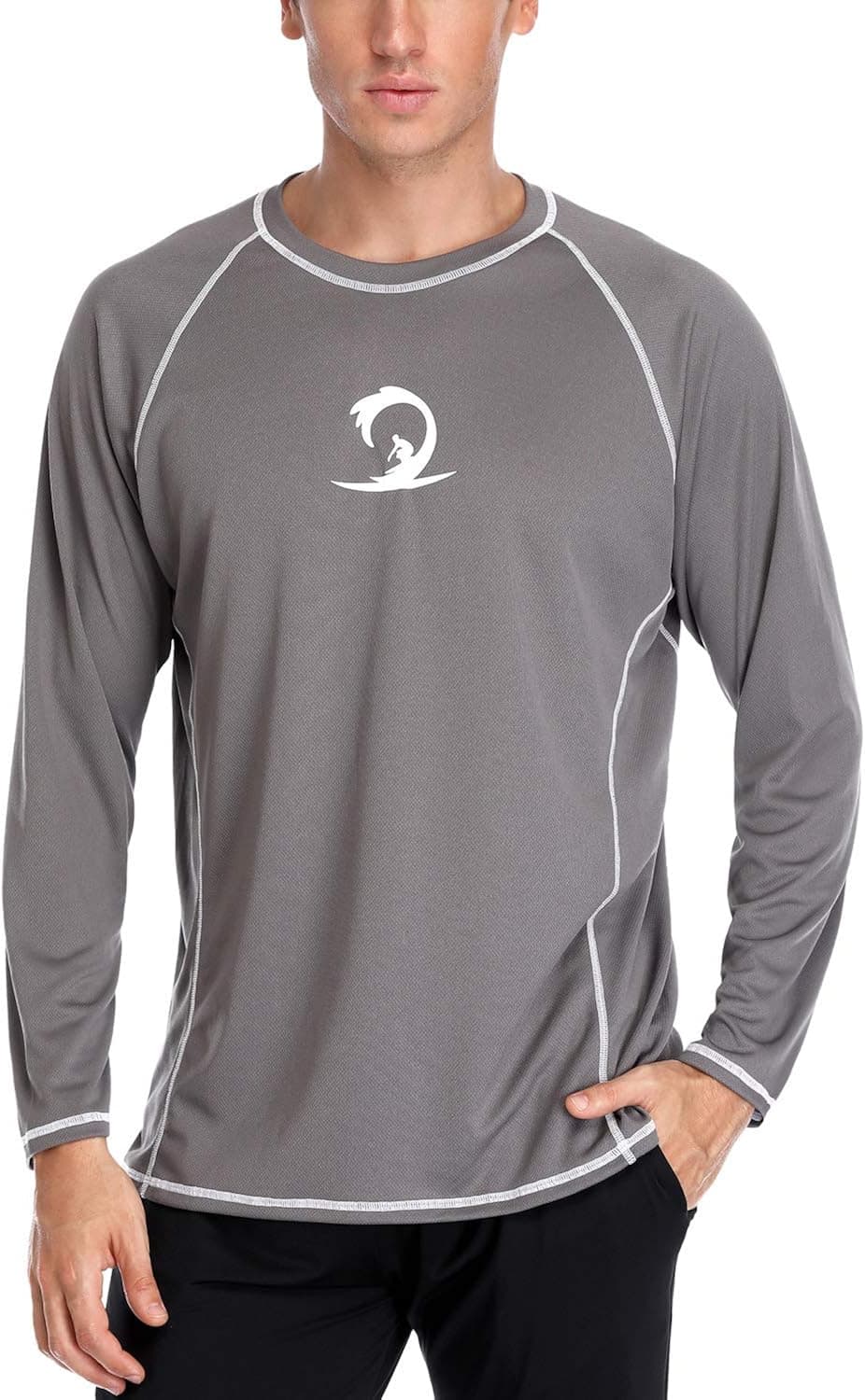 SOCIALA Men's UPF 50+ Sun Protection Rashguard Long Sleeve Loose Fit Athletic T-Shirts