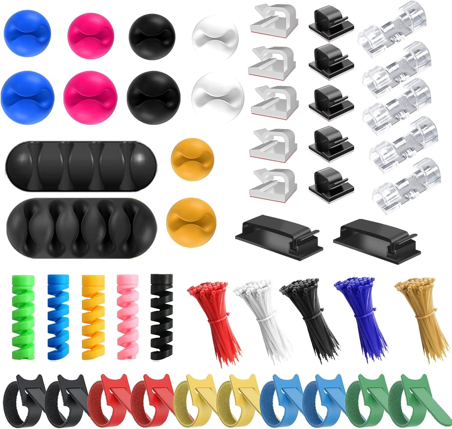 MCTOPZO Cord Management Organizer Kit, Cable Management, Cable Organizer, Wire Organizer, Cord Holder for Desk, Adhesive Cable Clips,for Office Home（94PCS）