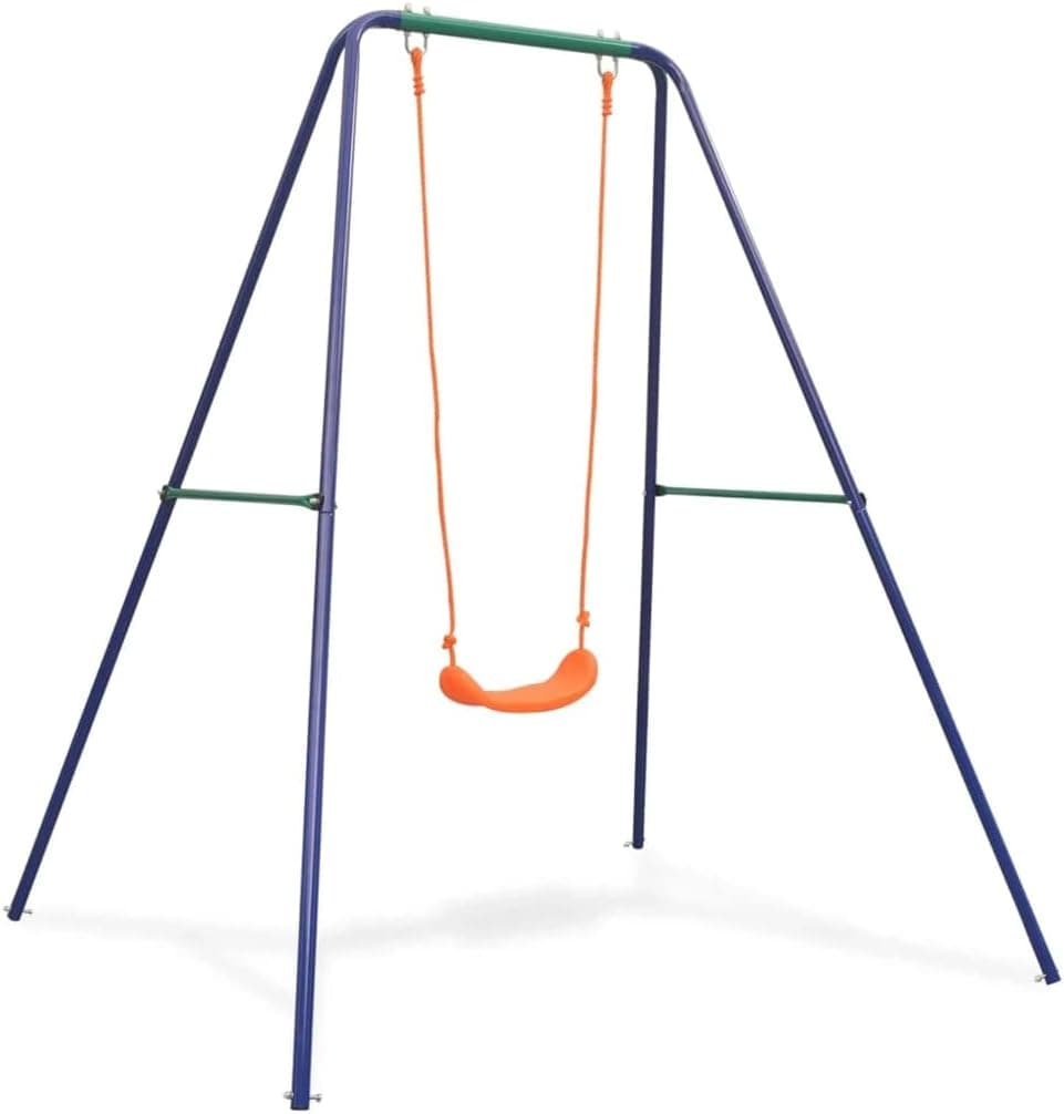 vidaXL Single Swing Outdoor Garden Backyard Kindergarten Children Kids Entertainment Toy Activity Playset Frame Orange