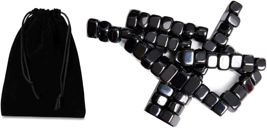 Natural Farms 1 Lb – Hematite Magnetic Stones Polished Magnets - for Projects, Refrigerator, Party Gifts – Black Velvet Bag Included