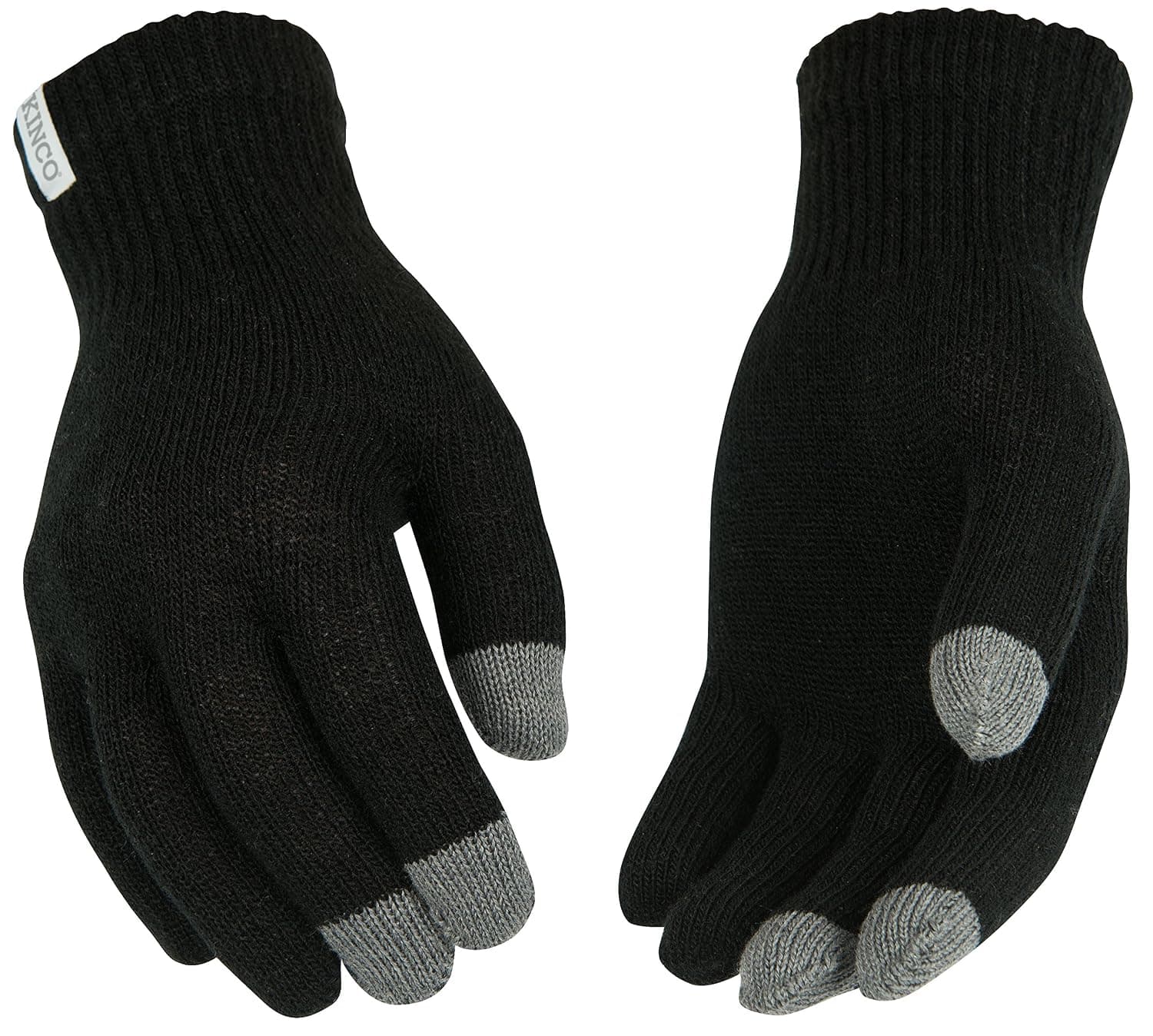 KINCO 21 Touch Screen Knit Gloves, Warm Acrylic/Spandex Blend, One Size, Black