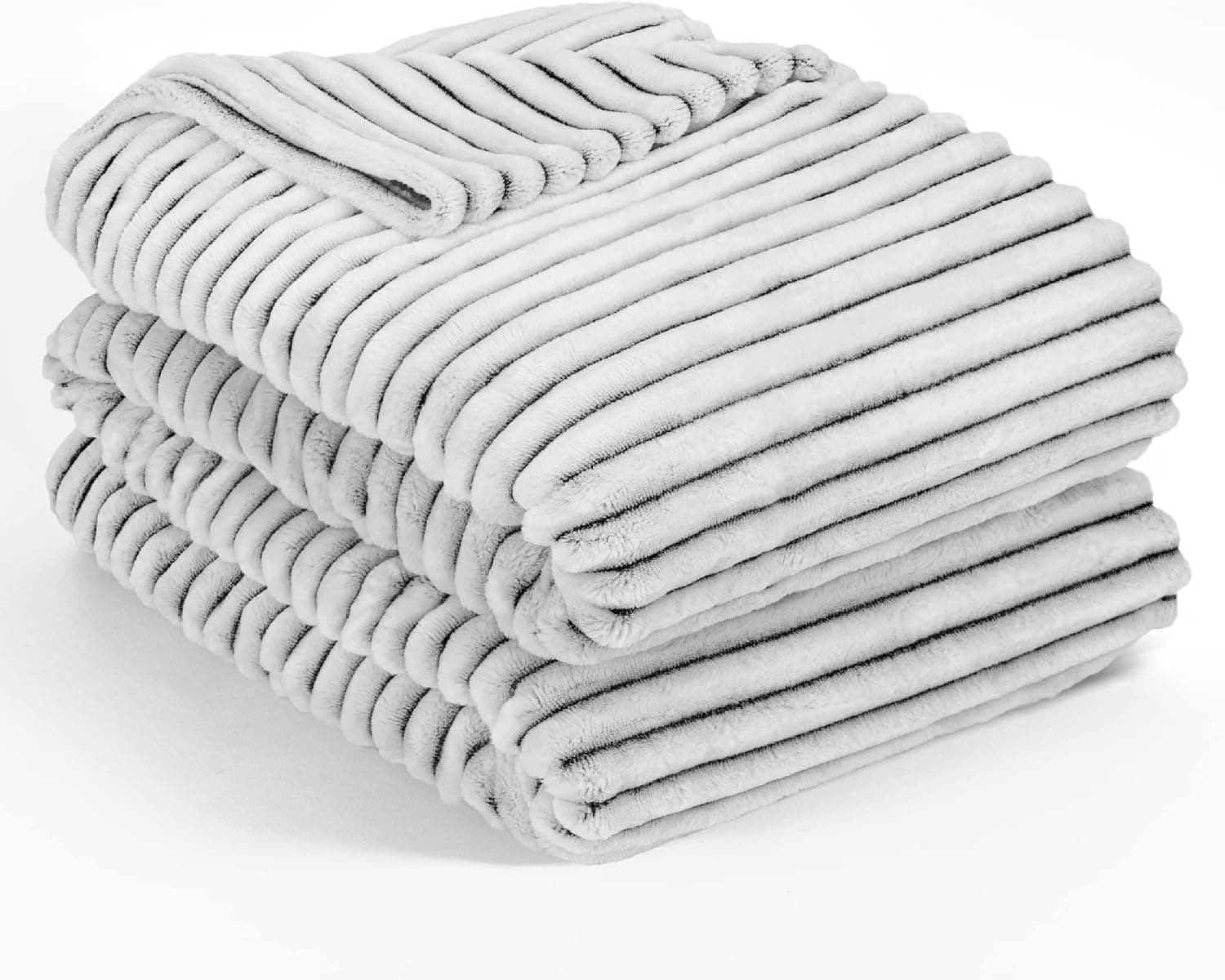 PAVILIA Cozy Fleece Bed Blanket King | Fuzzy, Super Soft, Plush, Luxury Flannel Throw | Warm Ribbed Microfiber Blanket for Sofa Couch (Black White, 90x108 inches)