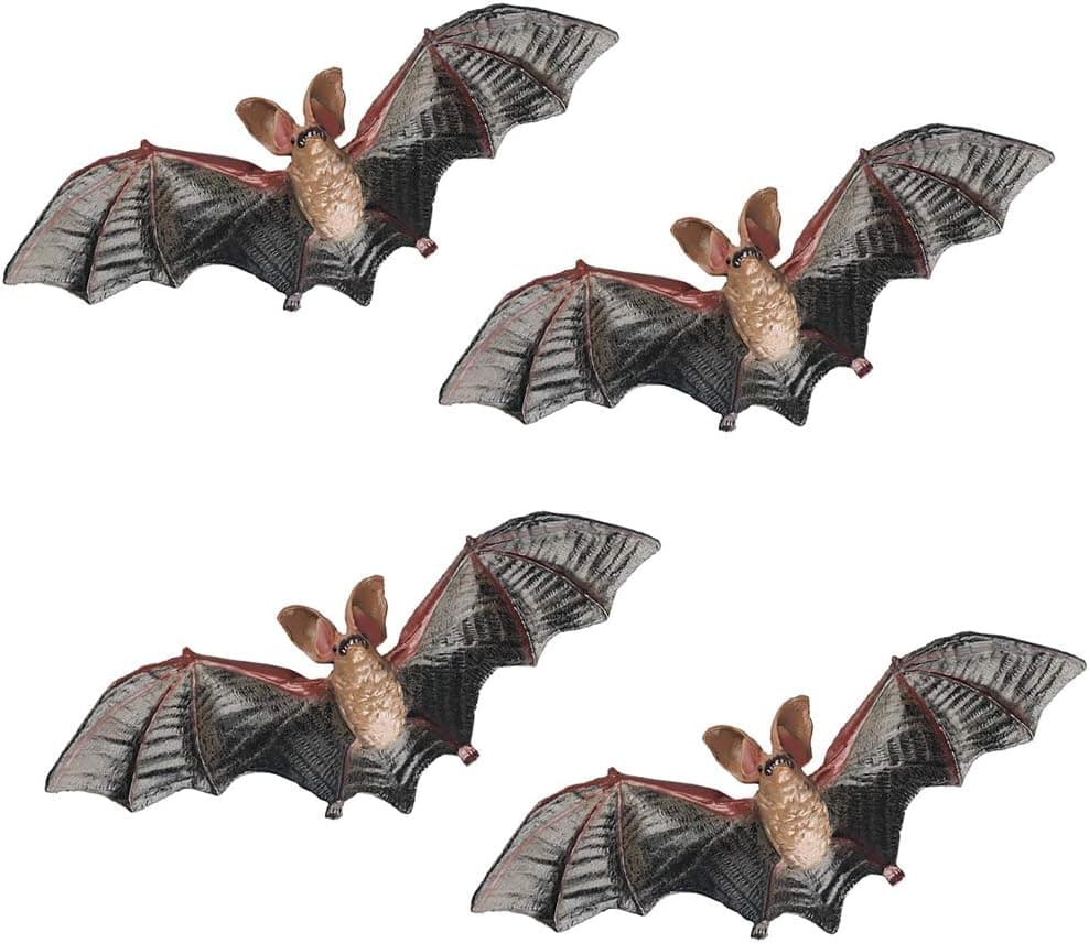 4 Pcs Simulate Bat Figurines, Mini Bat Figures for DIY Cake Topper, Halloween Home Decoration