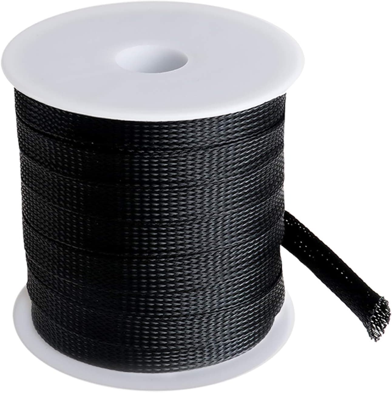 100 Feet -1/2 inch Flexible Expandable Braided Cable Sleeve, Wire Loom Sleeving and Organizer, Protector for TV, Audio, PC Cords from Pets Chewing by MILAPEAK, Black