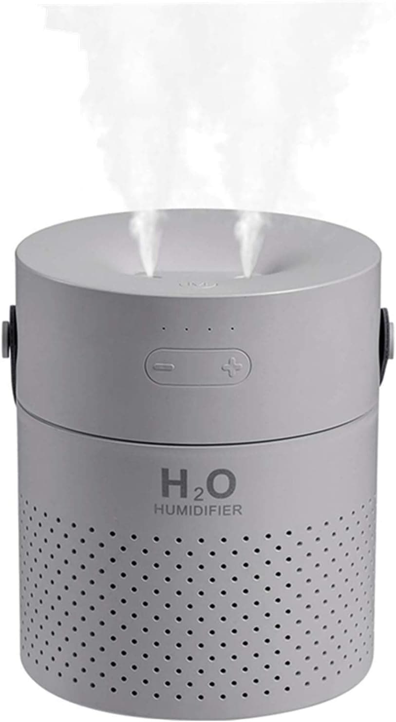 FAMEDY Dual Mist Spray Travel Portable Cool Mist Humidifier, 1.1L Rechargeable Cordless Humidifier with 4000mAh Battery, Desk Humidifier for Home/Office, 7 Color Lights, Auto Shut Off (Grey)…