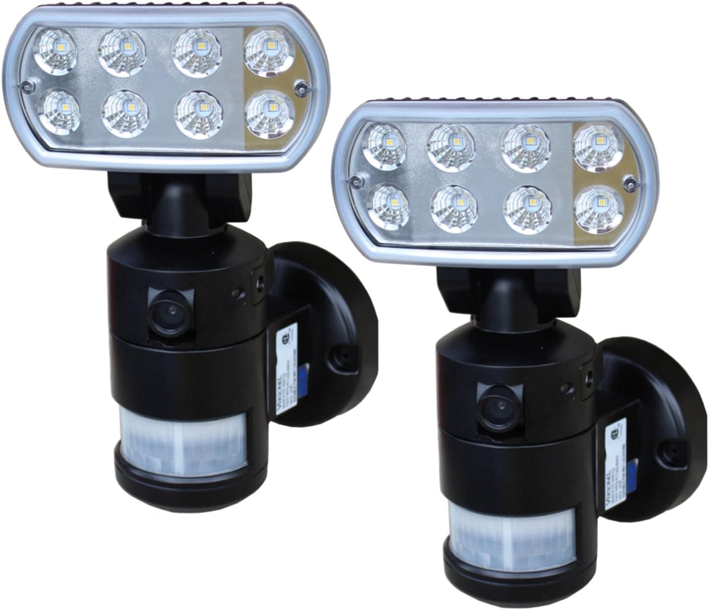 Versonel Nightwatcher Pro Motorized LED Security Motion Tracking Flood Light with Color Camera VSLNWP702B Black, 2 Pack
