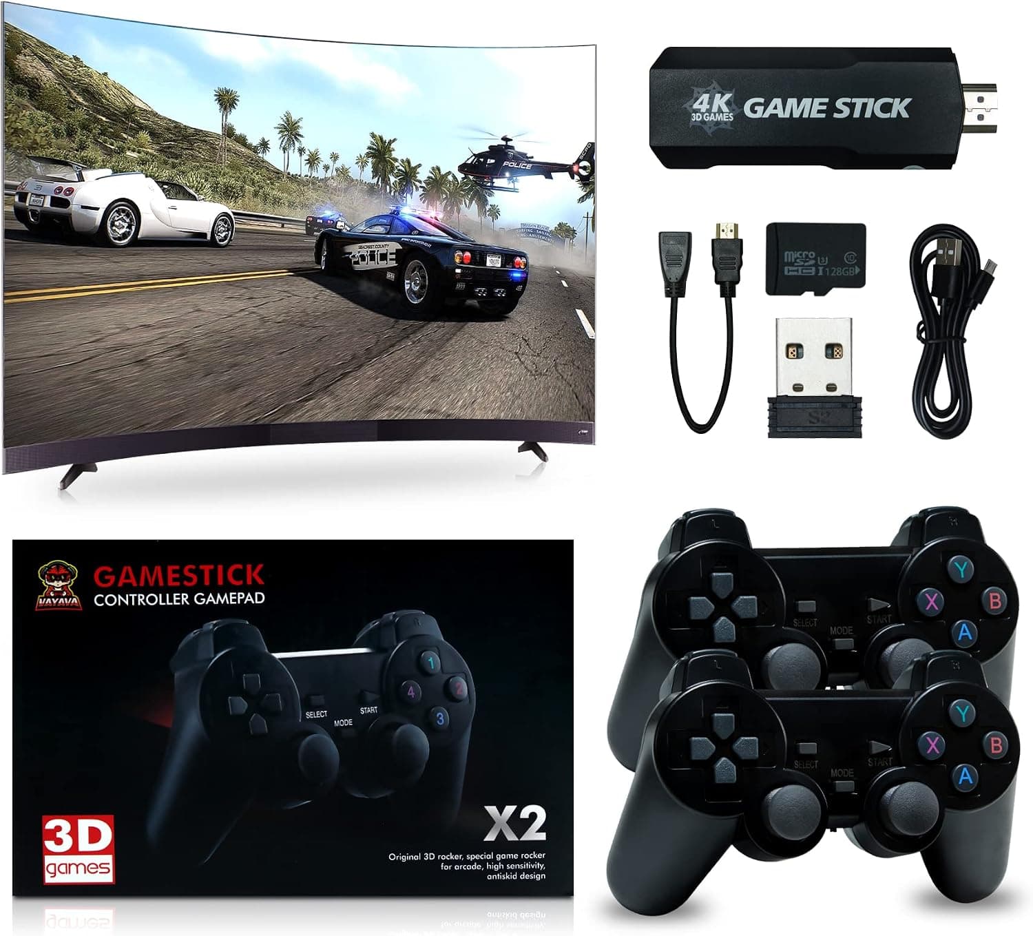 GD10 Retro Game Console 128G Built in 40,000+ Games, Dual 2.4G Wireless Controllers, Video Game Consoles for 4K TV HDMI Output with 20+ Emulators
