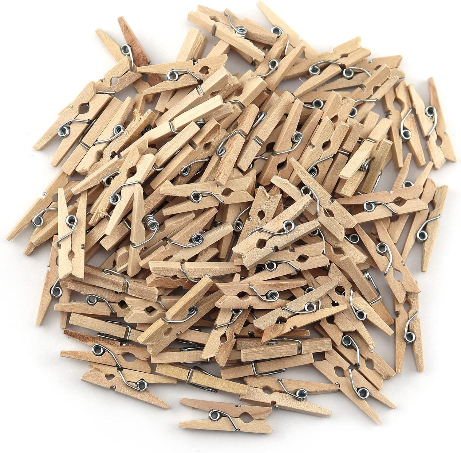 HEEHEE 100 Pack 1 Inch Mini Wooden Clothespins Strong Spring Grip Durable Natural Wood Texture Multipurpose Clothes Pins for Crafts Laundry Photo Hanging