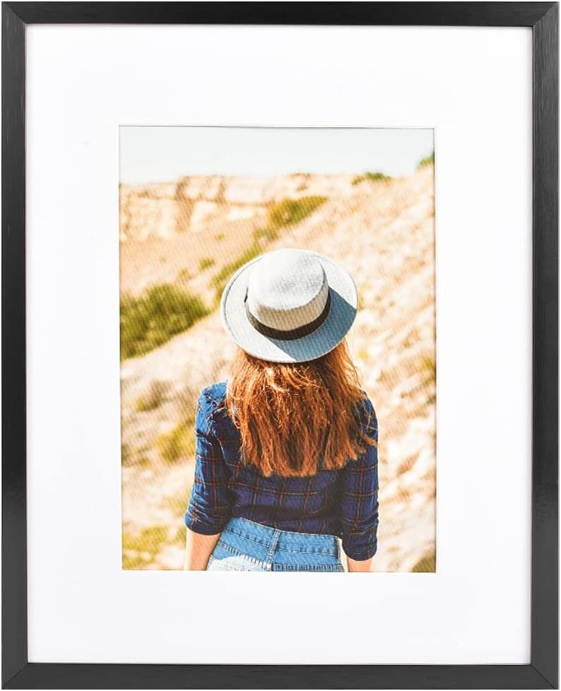 wyooxoo 8x10 Picture Frame Display Pictures 5x7 with Mat or 8x10 Picture without Mat, Tabletop/Wall Display, Black Metal Frames Photo Frames With PlexiGlass (8"x10", Black)