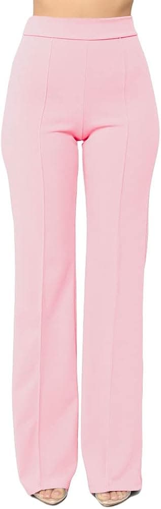 Pfvkeree Womens Straight Leg Casual Pants Workout Office Wide Leg High Waisted Trousers