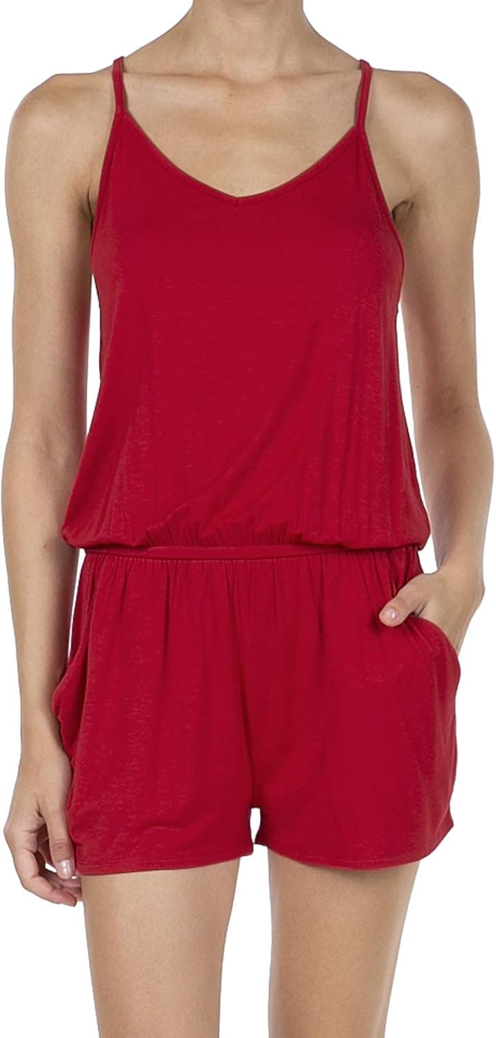 SHOP DORDOR Women's Summer Casual Spaghetti Strap Sleeveless Short Jumpsuit Rompers