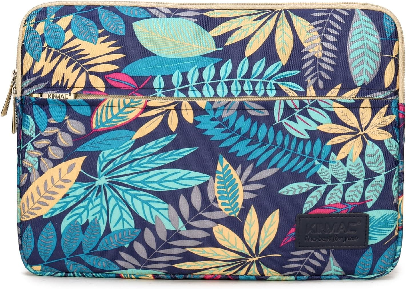 Kinmac MAPE Leaf Blue 13 inch Waterproof Laptop Sleeve with Pocket for 13 inch 13.3 inch Laptop and MacBook air pro 13