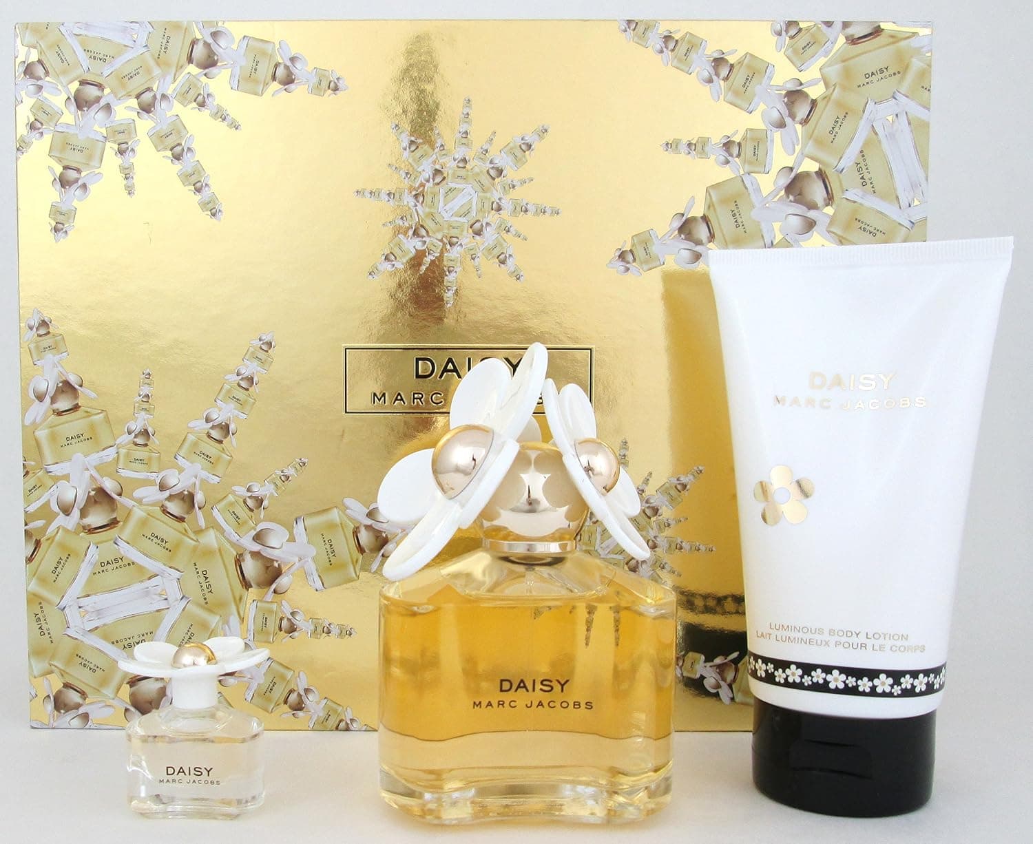 Marc Jacobs Gift Set:(Eau De Toilette Spray 3.4 oz + Luminous Body Lotion 5.1 oz + Eau De Toilette Mini 4 ml)