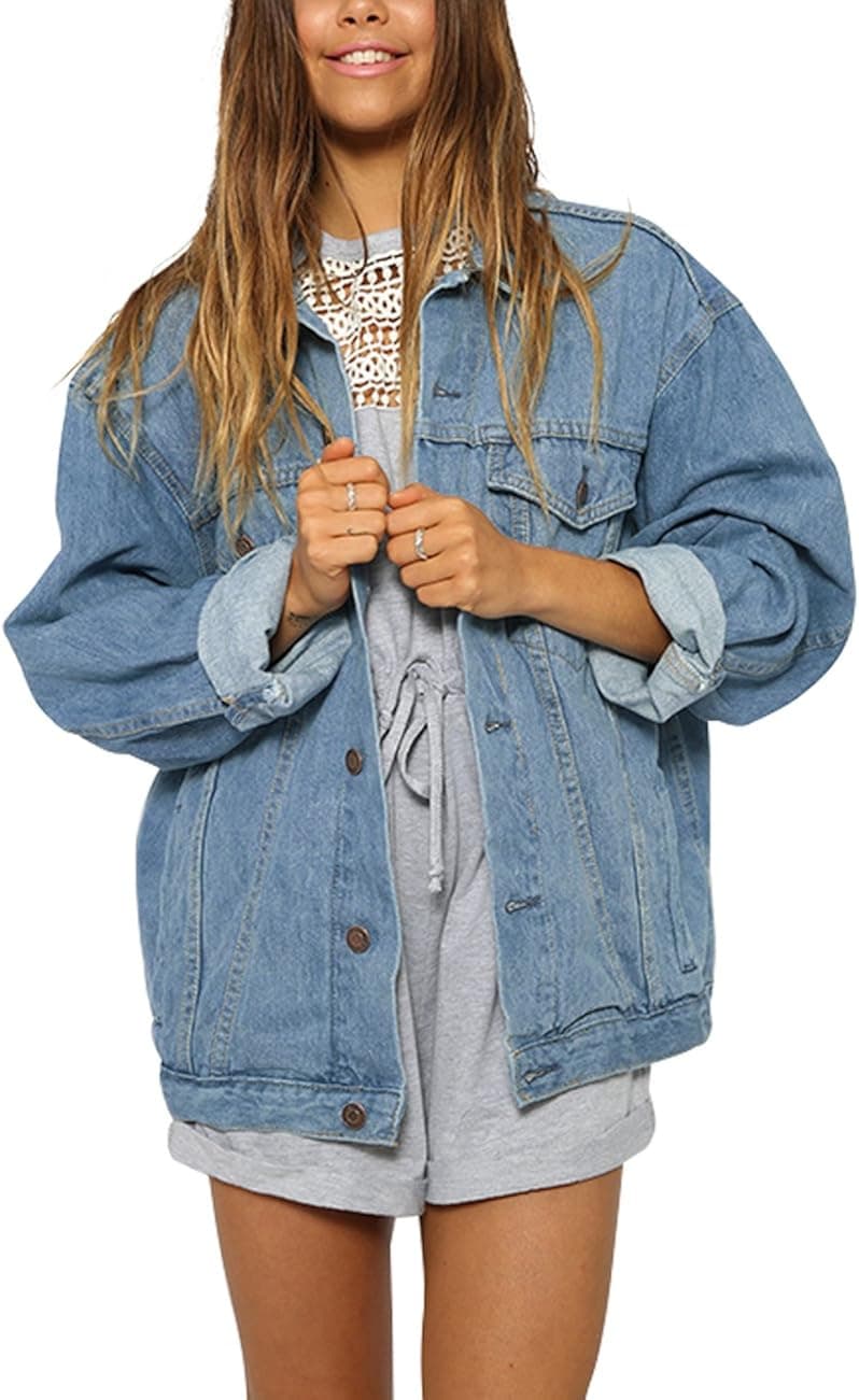 Just Quella Jean Jacket Women Oversized Denim Jacket