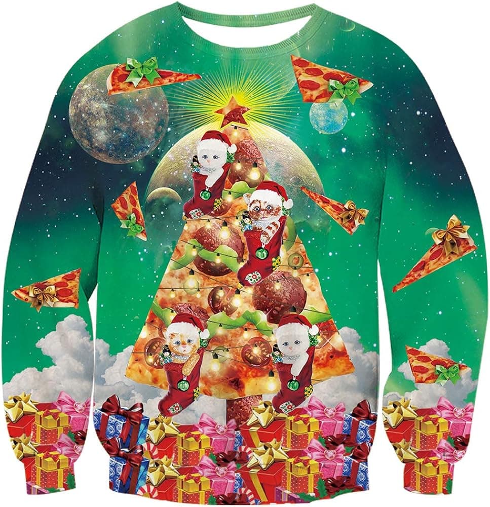 TUPOMAS Girls Boys Ugly Christmas Sweatshirt Humorous Dogs Santas Printed Long Sleeve Party Wear Novelty Pullover Tops S-XXL