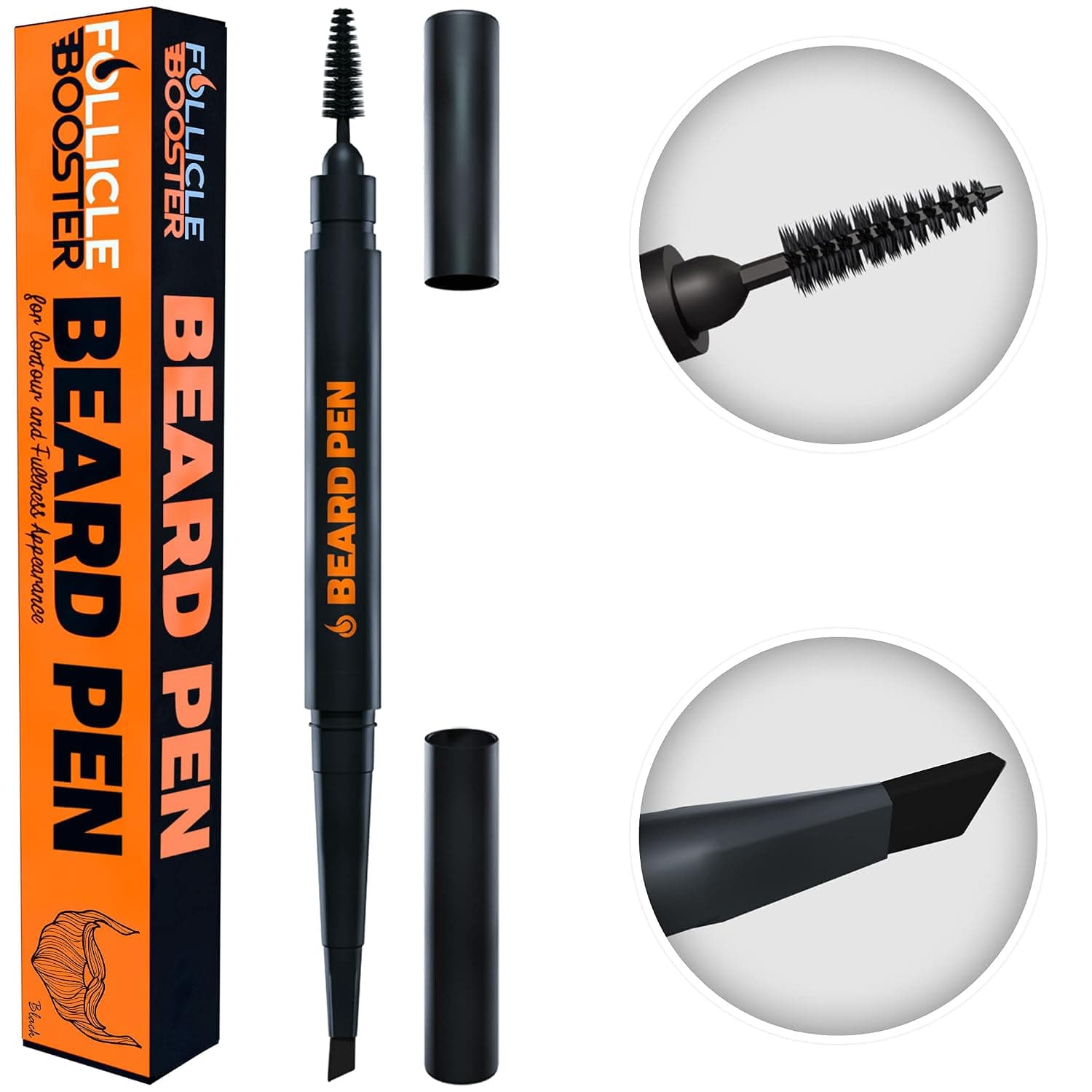 Beard Pen Filler - Light Brown 1 Pack - Barber Styling Pencil with Brush - Waterproof Proof, Sweat Proof, Long Lasting Solution, Natural Finish - Cover Facial Hair and Scalp Patches Like a Pro