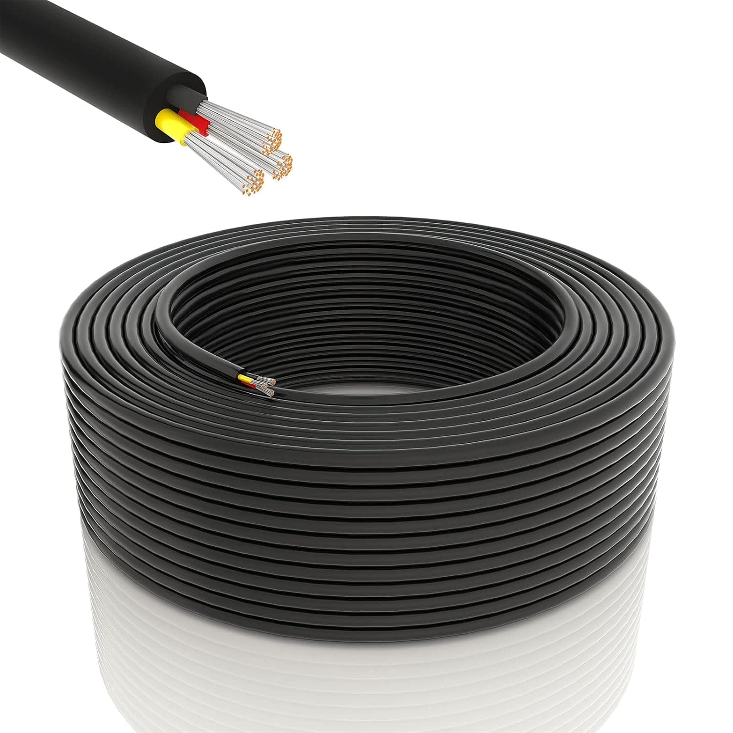 Usihom 18 Gauge Electrical Wire 3 Conductor, UL Certification, 100FT 18/3 Tinned Copper Wire Stranded PVC Cord, 18 AWG 3 Pin Flexible Low Voltage LED Cable for LED Strips Lamps Lighting Automotive