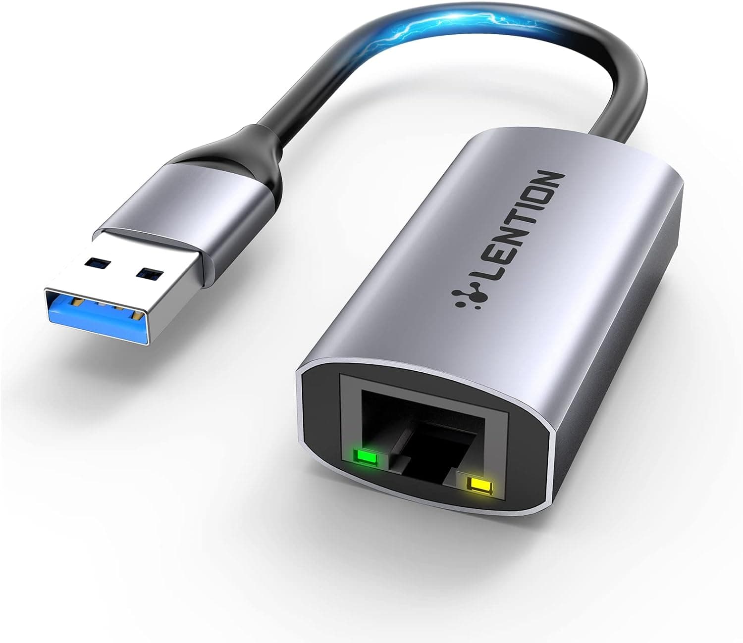 LENTION USB 3.0 Type A to Gigabit Ethernet Adapter, 1000M RJ45 Wired LAN Network Converter Compatible with Nintendo Switch, MacBook Pro/Air, Surface, Chromebook, Most Windows Laptops (HU604, Gray)