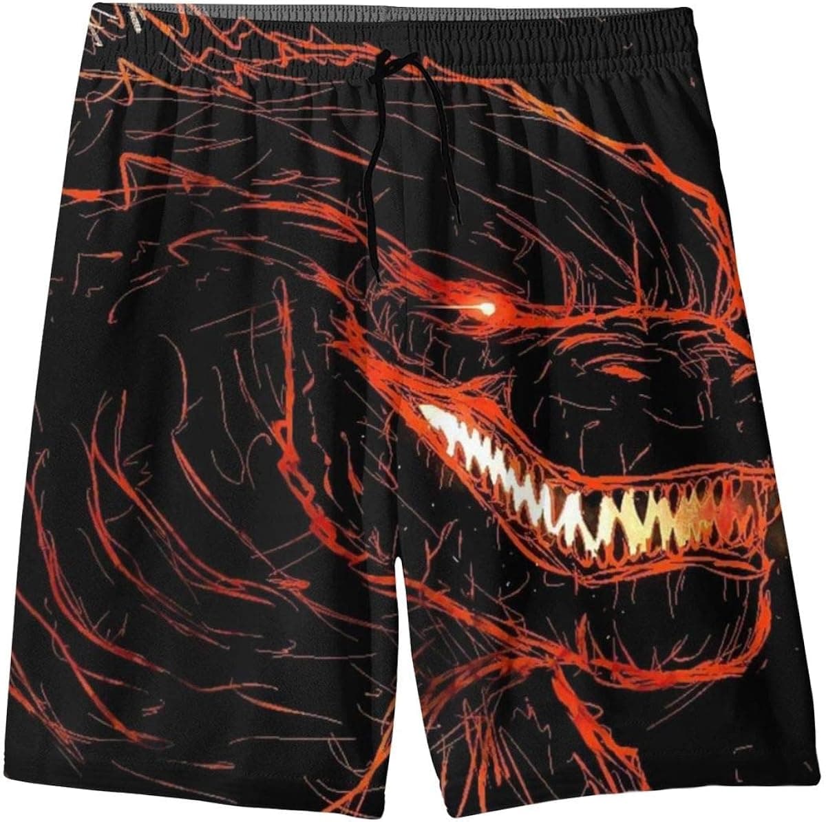 Summer Relaxed Fit Swim Trunks Board Shorts for Teen Boys Mens - Quick Dry Surf Beachwear Bathing Suits Half Pants with Pocket - Godzilla Burning Godzilla Giant Dinosaur