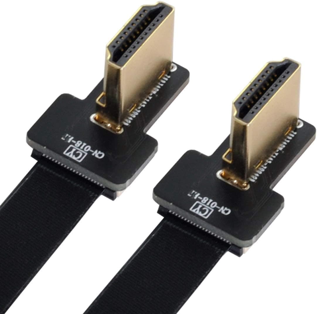 Xiwai CYFPV Dual 90 Degree Left Angled HDMI Type A Male to Male HDTV FPC Flat Cable for FPV HDTV Multicopter Aerial Photography (0.8M)