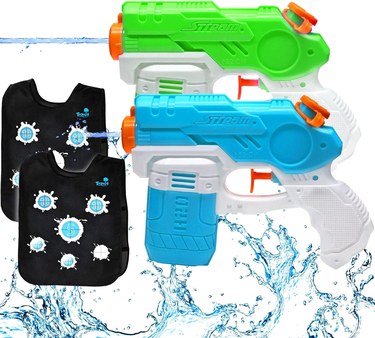 Water Gun, Squirt Super Soaker Guns, Activated Vest Outdoor Water Play Toys for Kids Age 4-8-10-12