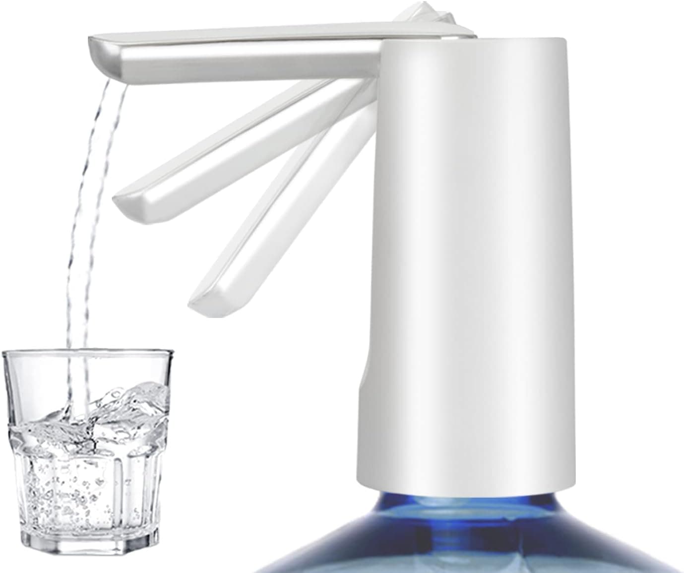 Universal Automatic Water Dispenser, Foldable Water Pump for 5 Gallon Bottle, Portable Electric Water Dispenser Ideal for Home, Office, Outdoor (White)